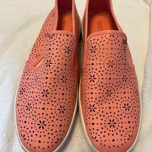 Michael Kors Pink/peach Floral Cutout Slip-Ons